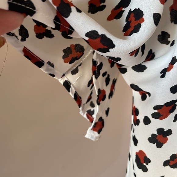 Allison Joy animal block stripe blouse V neck drop half split sleeve / relaxed S - Picture 7 of 13